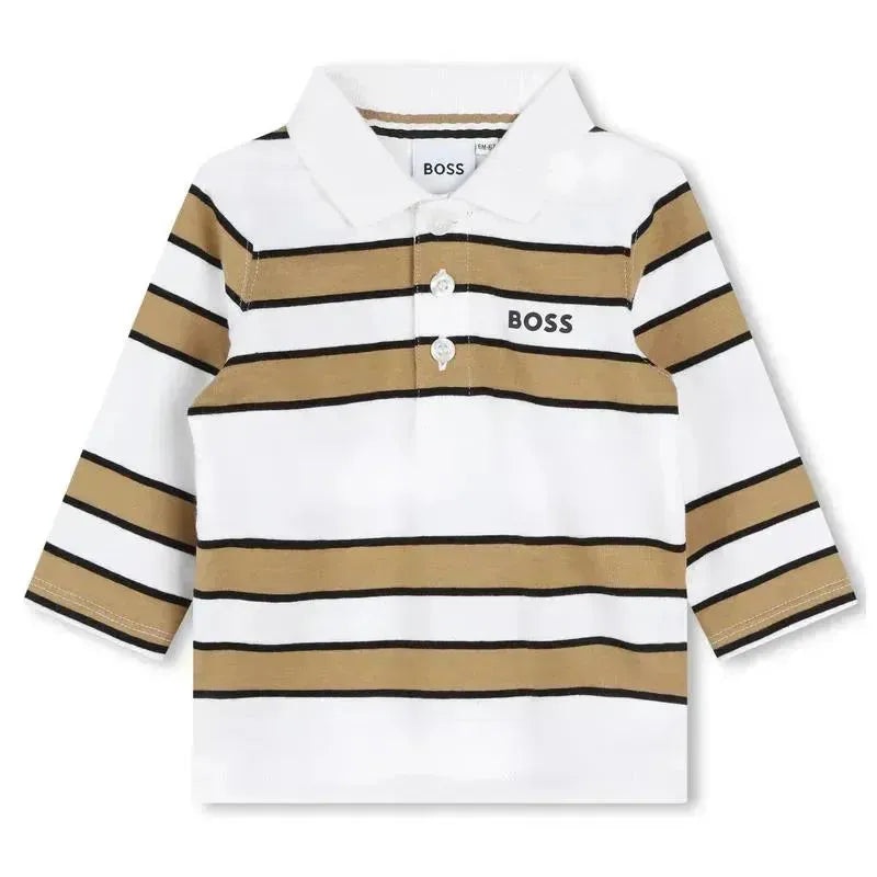Hugo Boss Baby – Stripped Long Sleeve Polo, White
