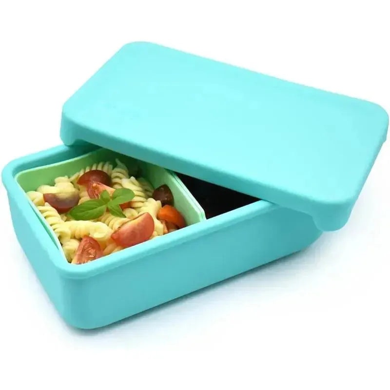 Melii – 100% Silicone Bento Box with Removable Dividers, 2 Compartments, Blue Mint