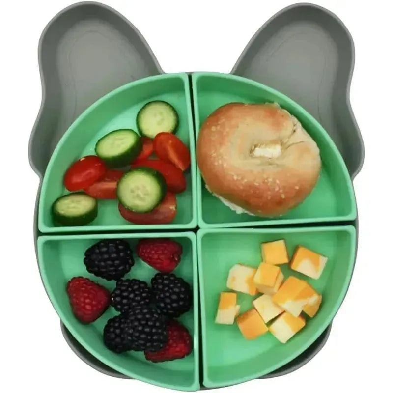 Melii – 100% Silicone Divided Suction Plate with Removable Dividers, Bulldog