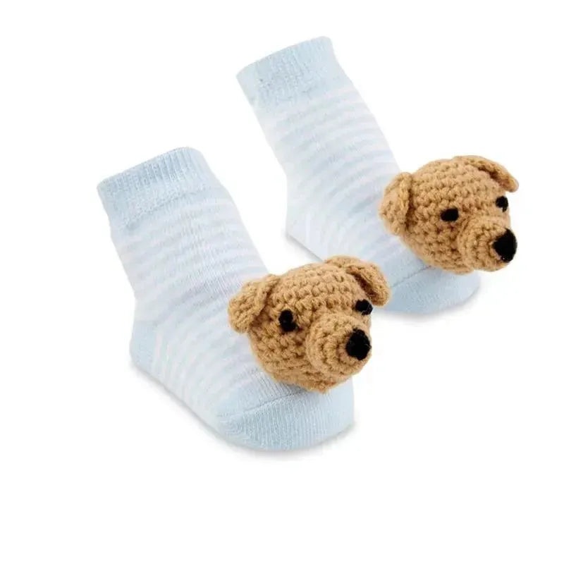 Mud Pie – Blue Dog Rattle Toe Socks 0-12M