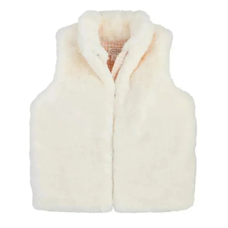 Mud Pie – Faux Fur Zip Vest, Ivory