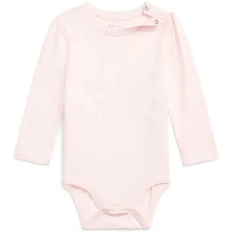 Ralph Lauren Baby – Girl Long-Sleeve Crewneck Bodysuit, Delicate Pink