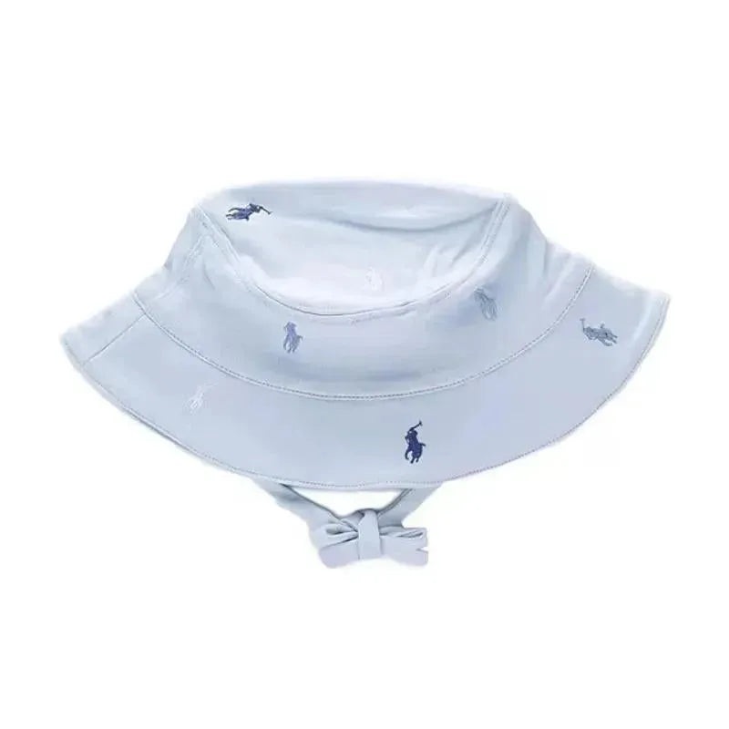 Ralph Lauren Baby – Interlock Knit Bucket Hat Polo Print Beryl Blue