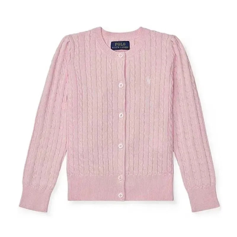 Ralph Lauren Baby – Long-Sleeve Cashmere Cable Knit Cardigan Sweater Pink