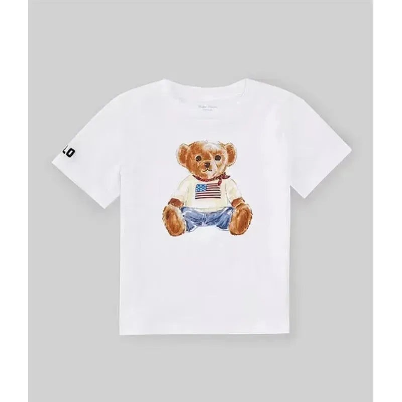 Ralph Lauren Baby – Short-Sleeve Cotton Knit Bear Graphic T-Shirt, White