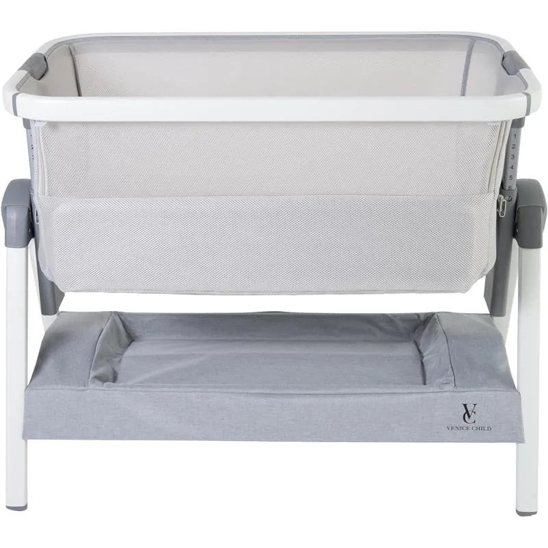 Venice Child – California Dreaming Bedside Crib Bassinet With Travel Case, Gray
