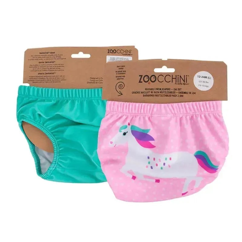 Zoocchini – Knit Swim Diaper, 2 Pc Set, Unicorn, 6-12M