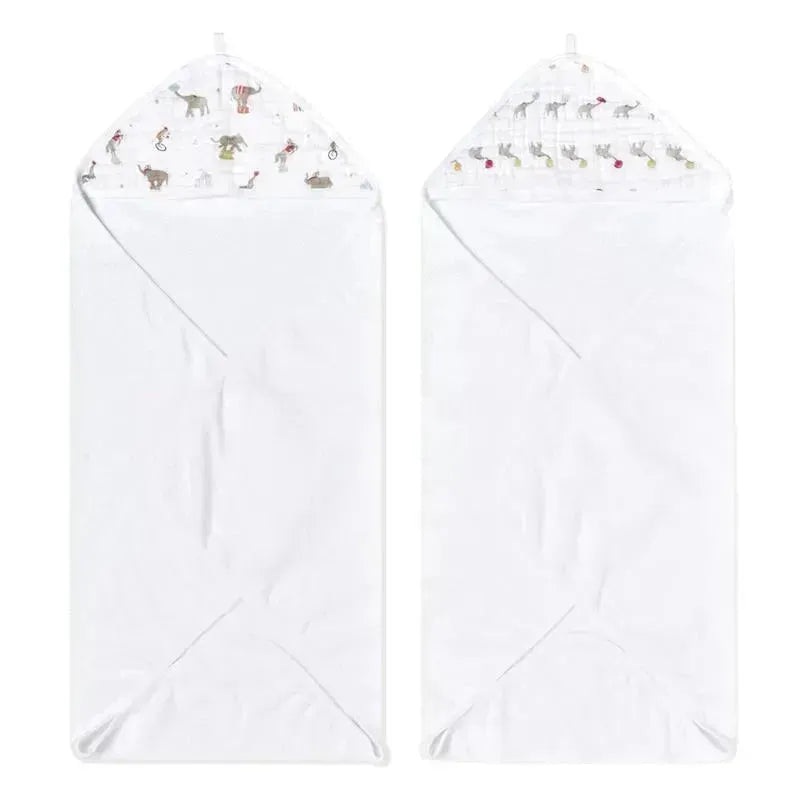 Aden + Anais – 2 Pk Essential Elephant Circus Hooded Baby Bath Towel