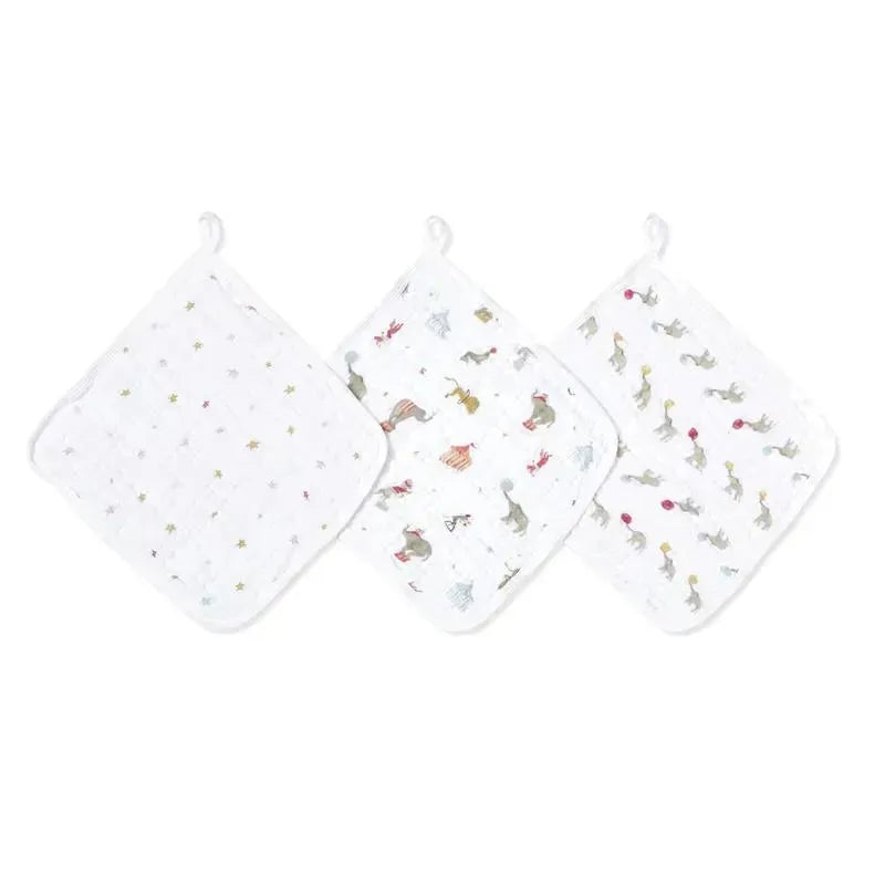 Aden + Anais – 3Pk Elephant Circus Washcloth Set