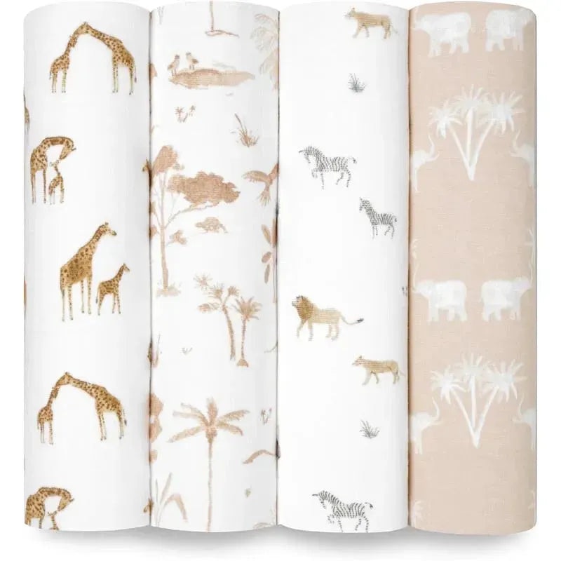 Aden + Anais – Swaddle Blanket, 100% Organic Cotton Blankets, 4 Pack, Safari Dreams