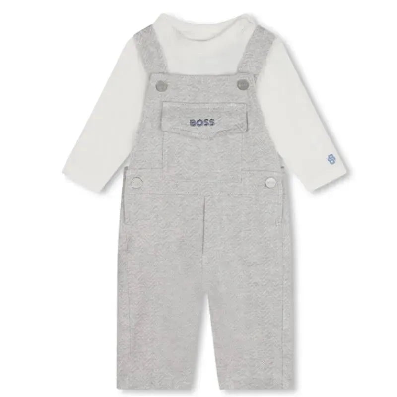 Hugo Boss Baby – Long Sleeve Tee & Overalls Set, Grey