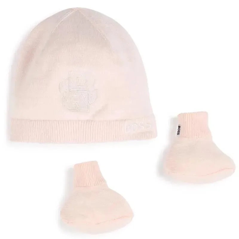 Hugo Boss Boss – Knit Hat & Booties Set, Pink