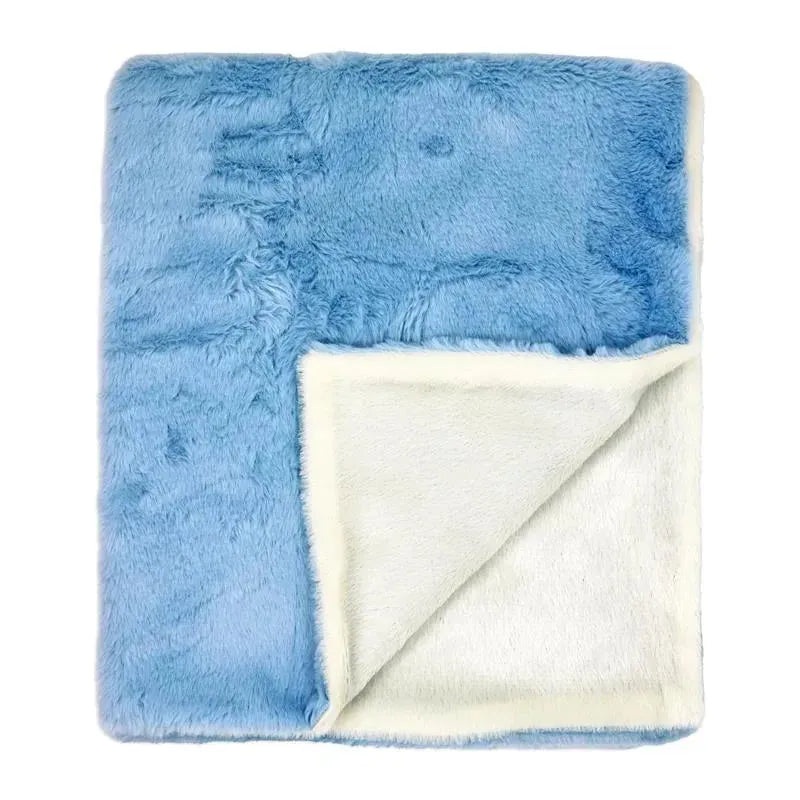 Rose Textiles – 2 Layer Faux Fur Plush Blanket, Blue