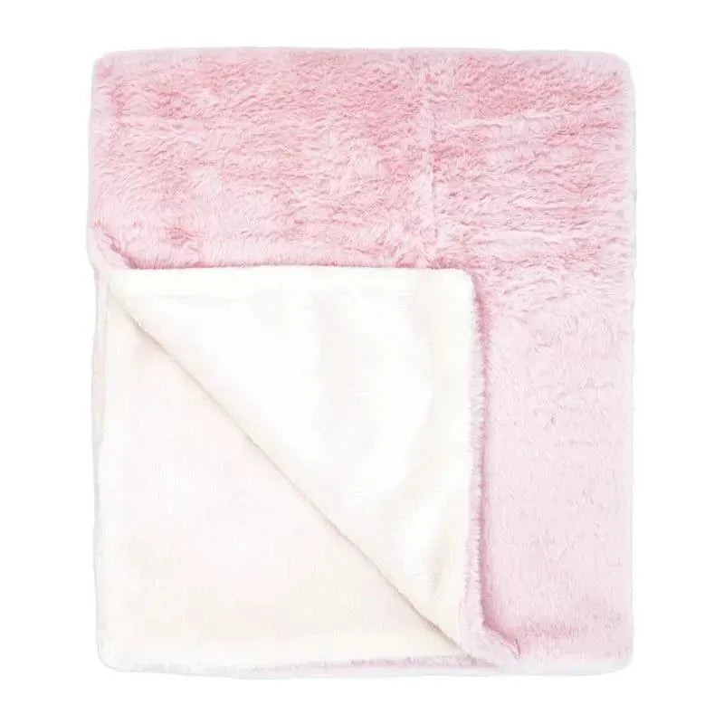 Rose Textiles – 2 Layer Faux Fur Plush Blanket, Pink