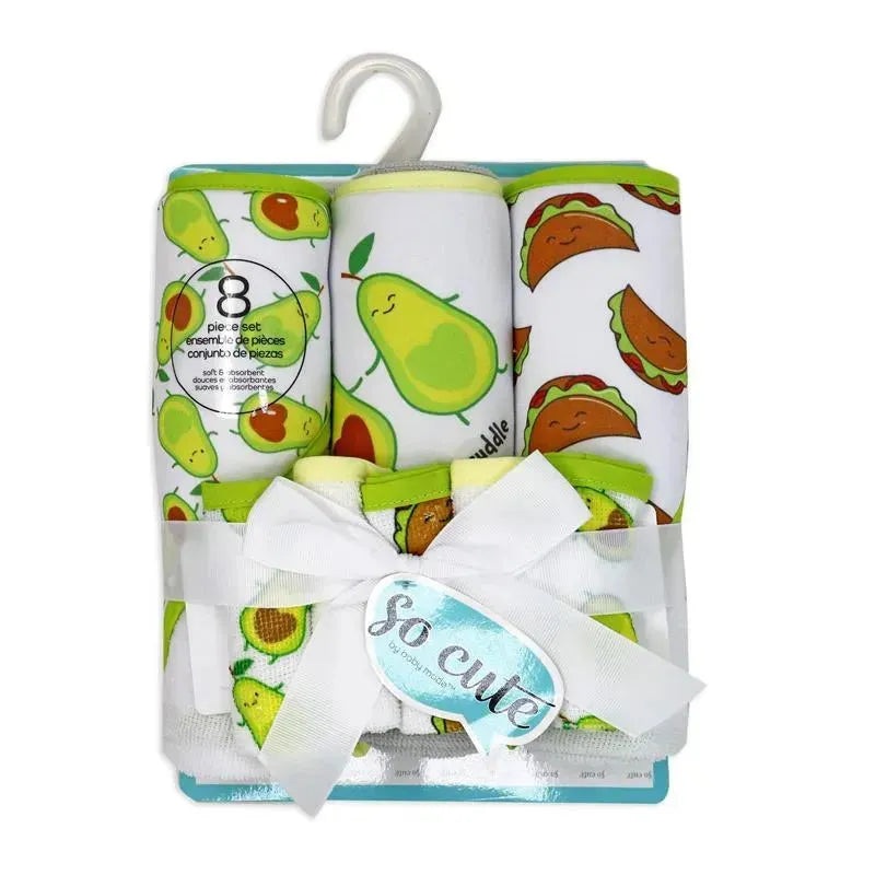 Rose Textiles – 3 Hooded Towels W/ 5 Washcloths, Green Avocuddle
