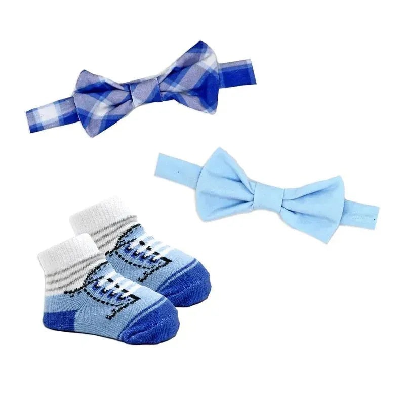 Rose Textiles – 3pc Bowtie & Sock Set, Blue Plaid