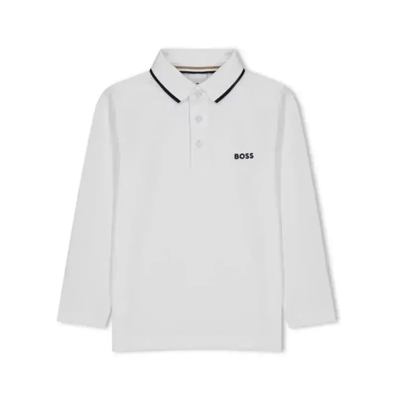 Hugo Boss Baby – Long Sleeve Pique Polo, White