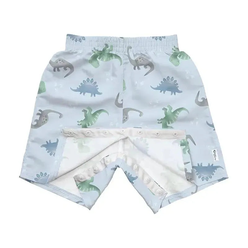 Iplay – Easy-Change Eco Swim Trunks, Light Blue Dinos