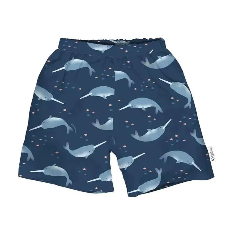 Iplay – Eco Swim Trunks With Built-In Swim Diaper, Navy Narwhal
