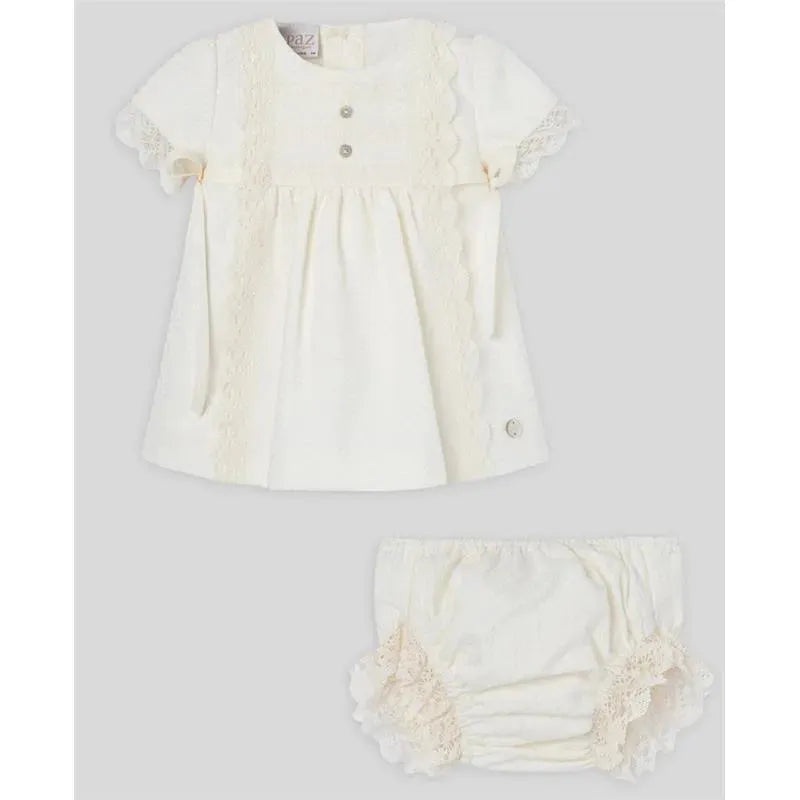 Paz Rodriguez – Baby Girl Dress & Bloomer Set, Cream