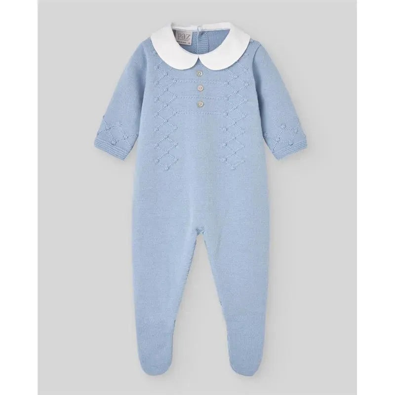 Paz Rodriguez – Baby Knit Newborn Romper Glaciar, Chalk Blue