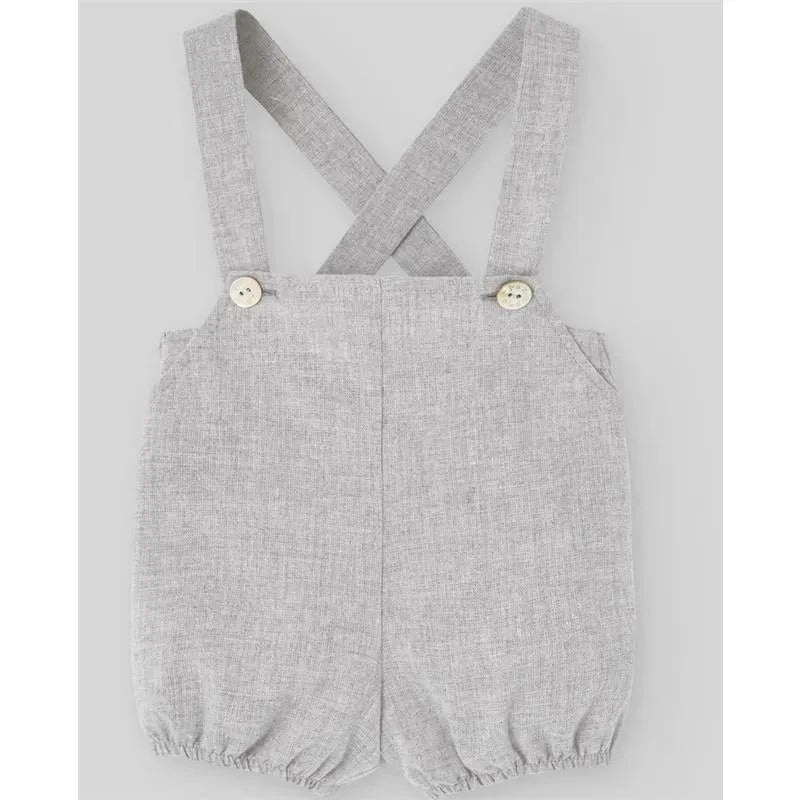Paz Rodriguez – Woven Newborn Overall Pulgarcito, Grey Pearl