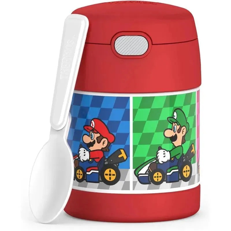 THERMOS – Stainless Steel Vacuum Insulated Food Jar with Spoon, 10 Oz, Mario Kart
