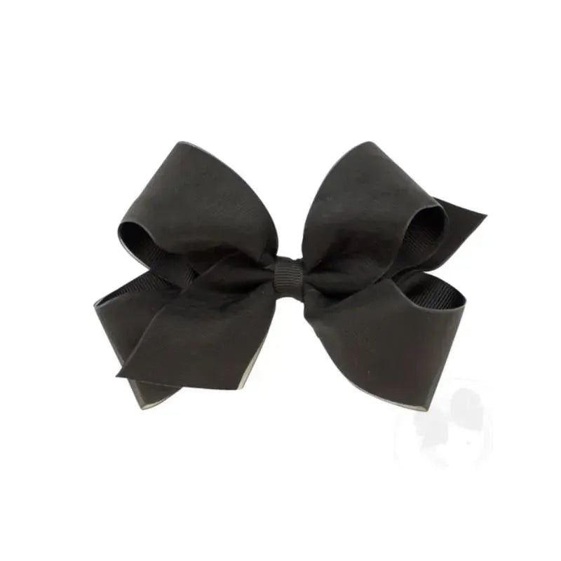 Wee Ones – Medium Organza and Grosgrain Overlay Hair Bow, Black
