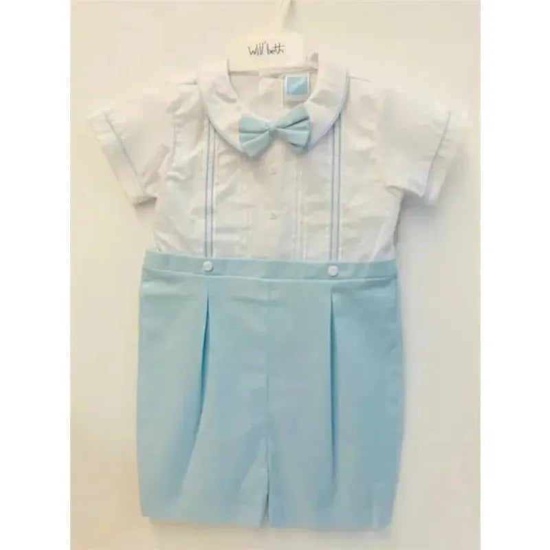 Will’ Beth – Blue White Boy Romper