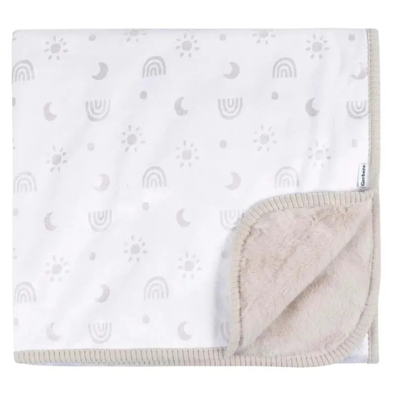 Gerber Bedding – 1Pk 2Ply Plush Blanket, Neutral Rainbow