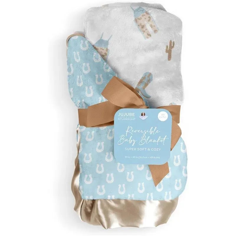 Jujube – Reversible Baby Blanket, Howdy Partner Blue