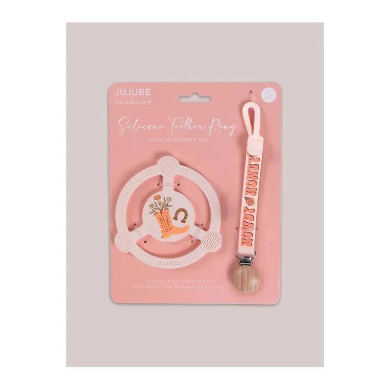Jujube – Silicone Teether Ring With Detachable Clip, Bloomin’ Boot
