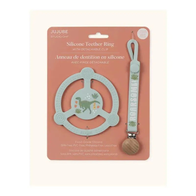 Jujube – Silicone Teether Ring With Detachable Clip, Roarsome