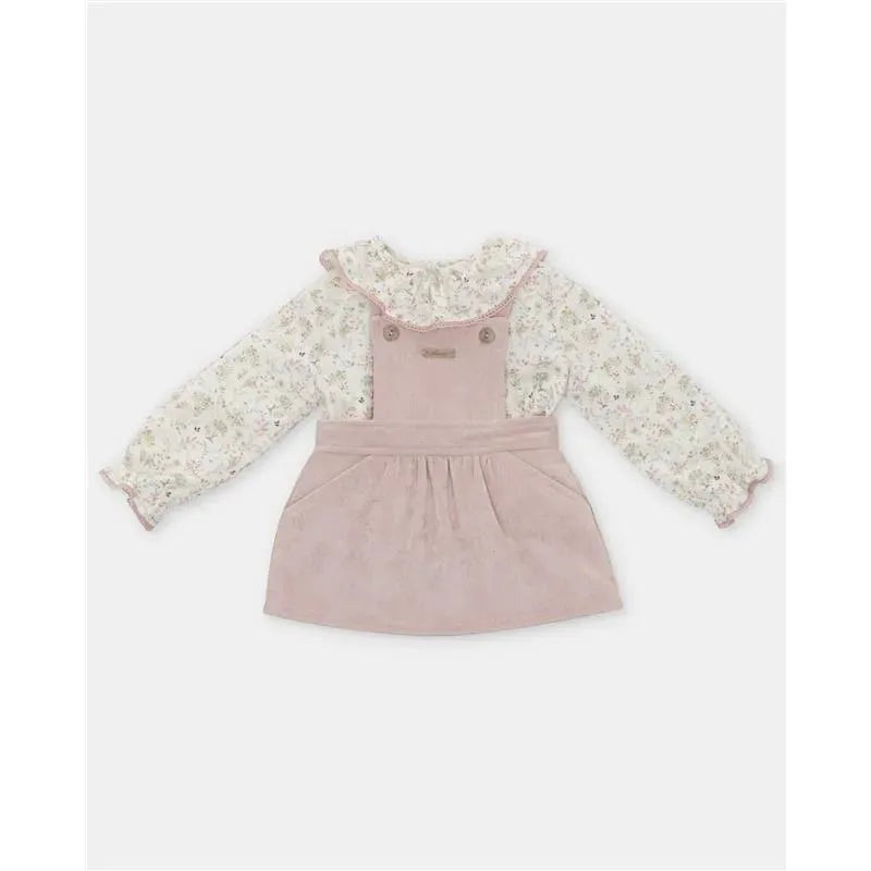 Martin Aranda – Set Flora Print Blouse & Thin Wale Cord Jumper Peonia, Rosa Palo