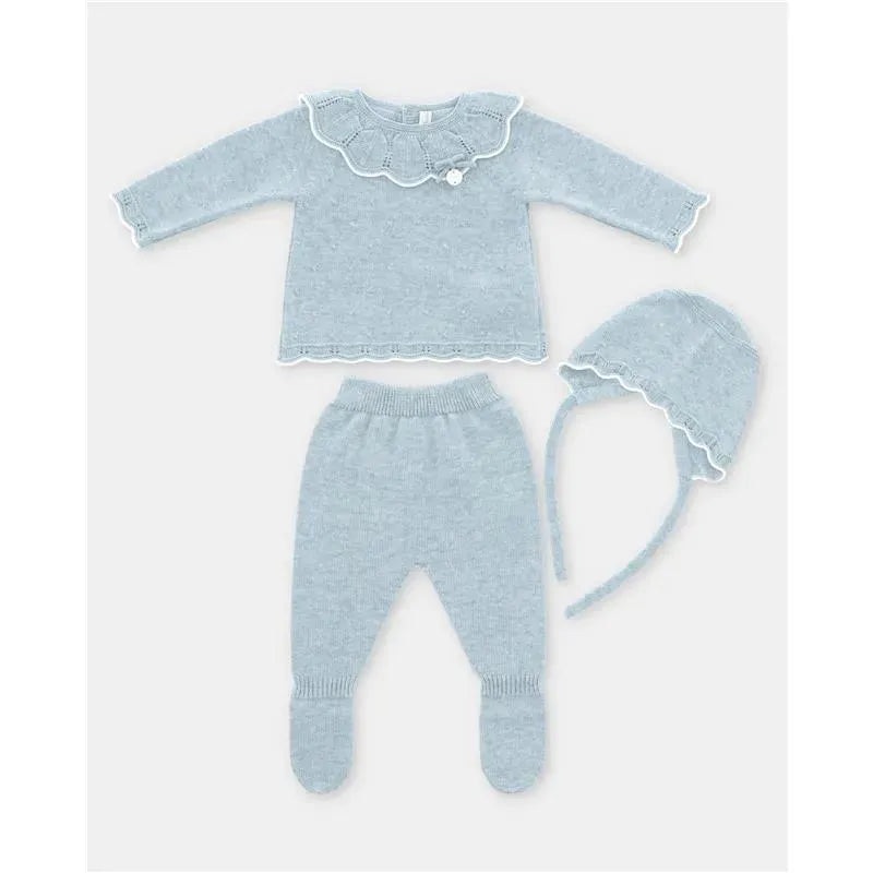 Martin Aranda – Take Me Home Set Sweater, Leggings & Bonnet Flounce Ciel, Rosa Palo