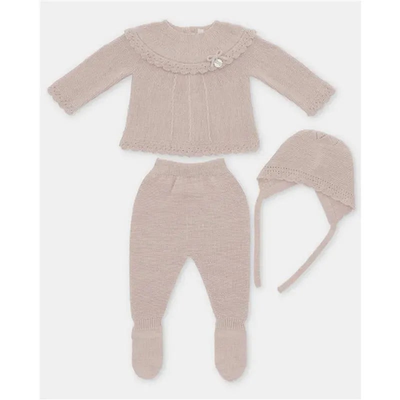 Martin Aranda – Take Me Home Set Sweater, Leggings & Bonnet Peonia, Light Pink
