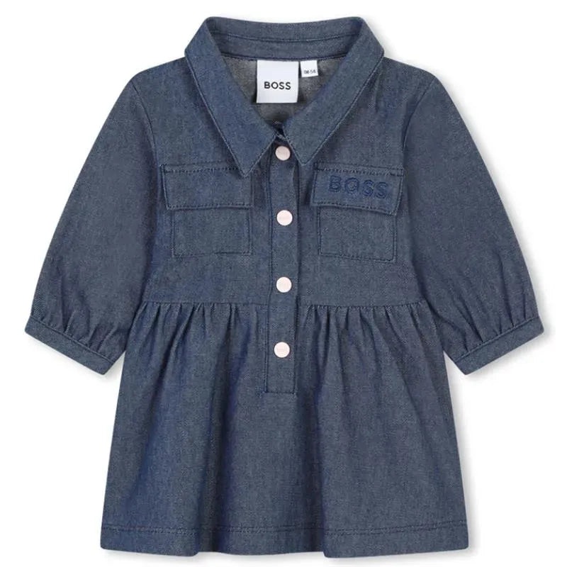 Hugo Boss Baby – Chambray Denim Long Sleeve Dress Denim