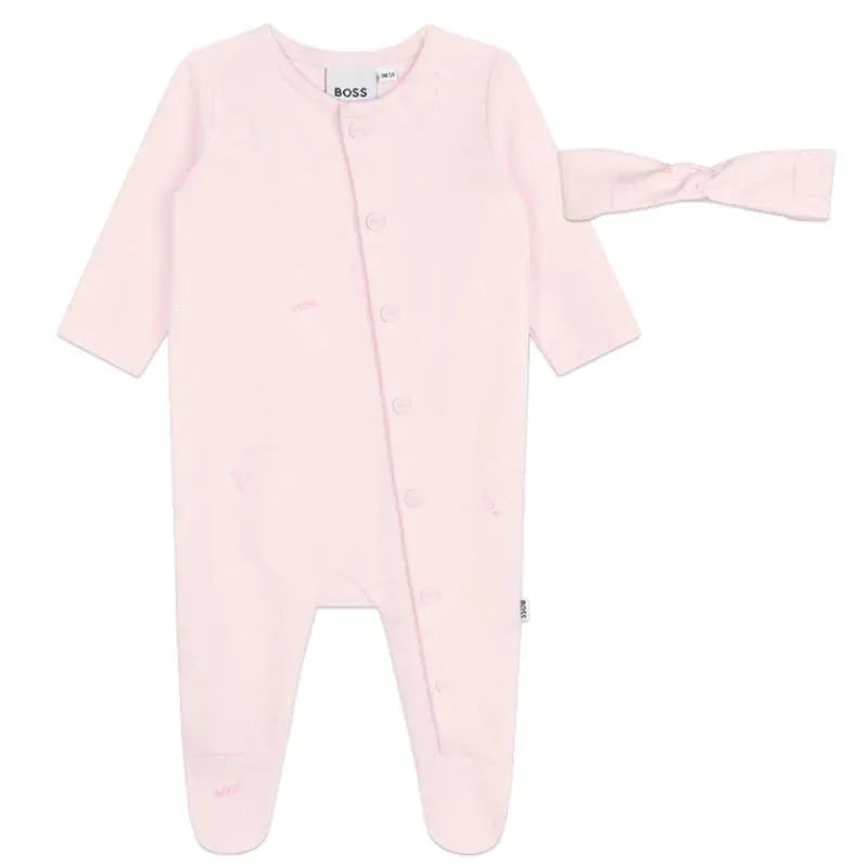Hugo Boss Baby – Footie & Headband & Blanket Set, Pink