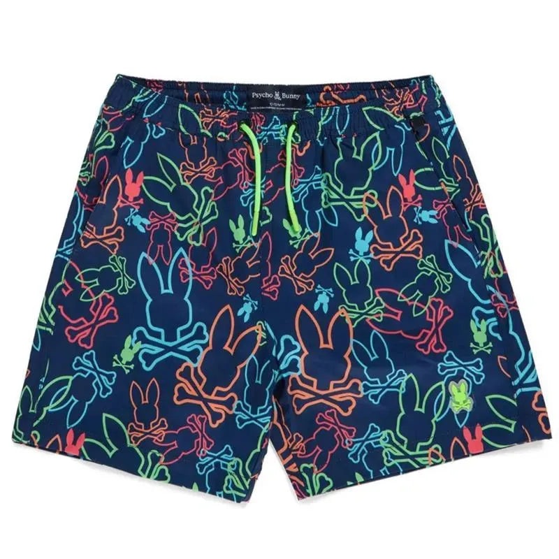 Psycho Bunny – Kids Barrett All Over Print Navy Swim Trunk