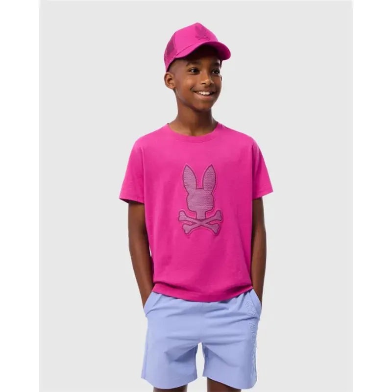 Psycho Bunny Kids – Riviera Graphic Tee, Fuschia Red