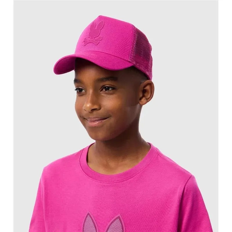 Psycho Bunny Kids – Riviera Trucker Cap Fuschia Red