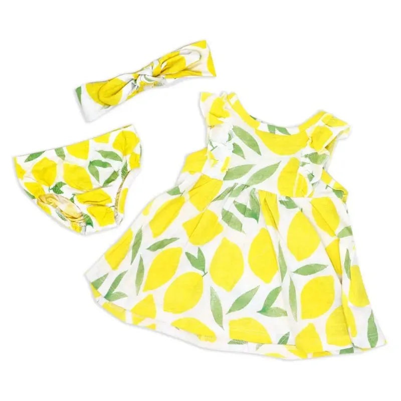 Rose Textile – 2Pk Lemon Knit Dress & Headband Set