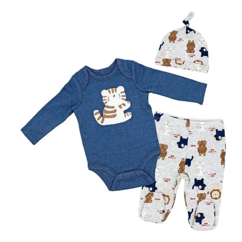 Rose Textile – 3Pk Baby Boys Tiger Footed Set