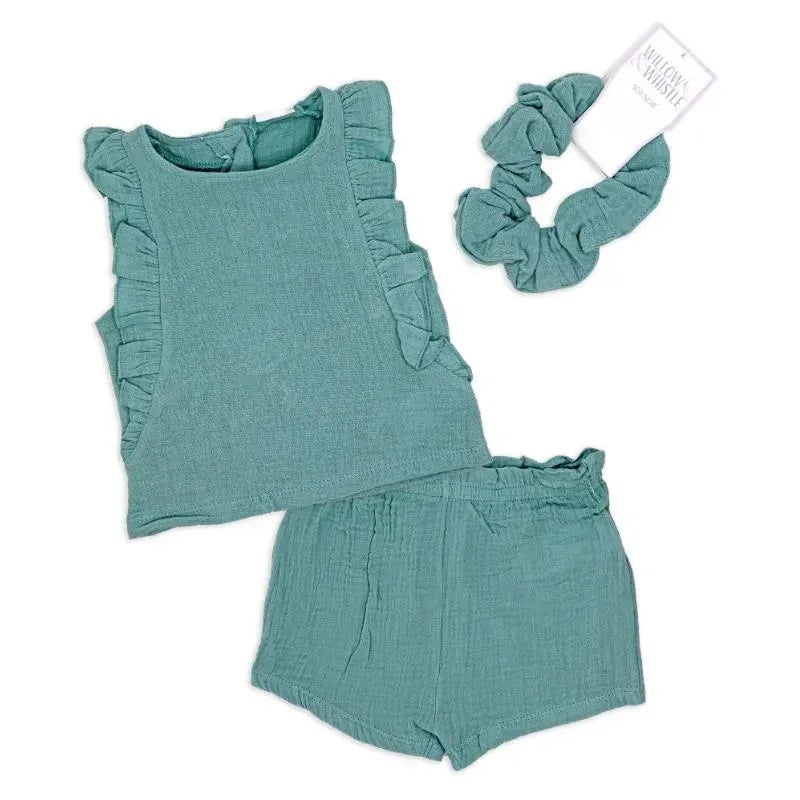 Rose Textile – 3Pk Baby Girls Tod Gauze Short Set, Blue