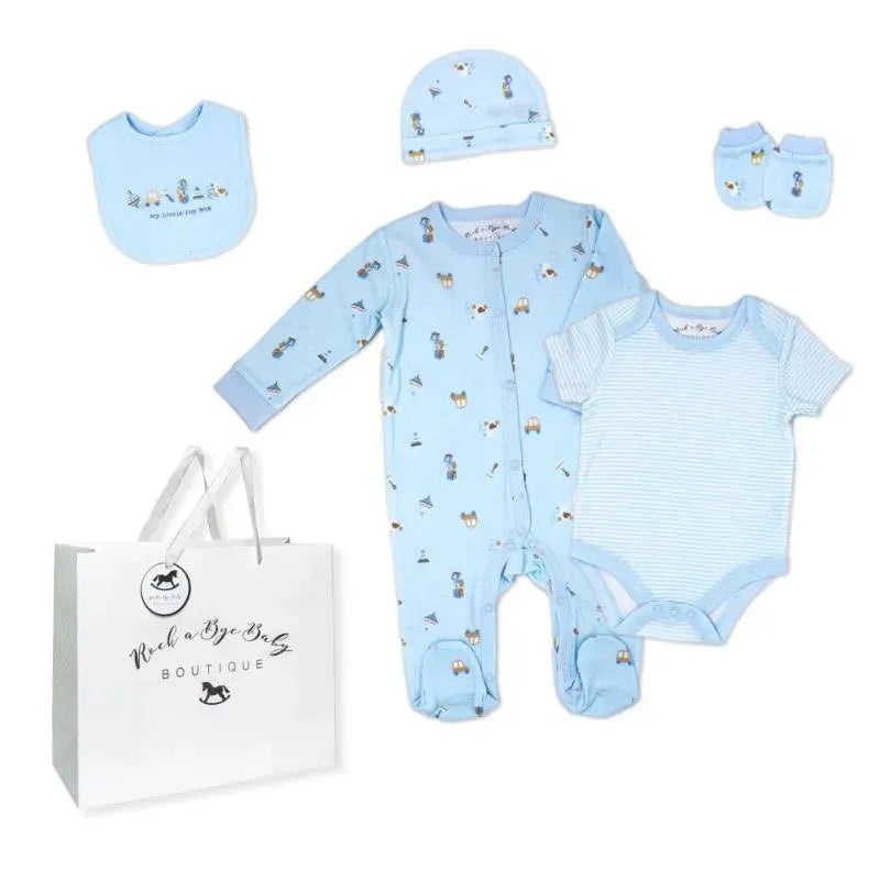 Rose Textile – 5Pk Baby Boys Blue Toy Box Mesh Bag Set