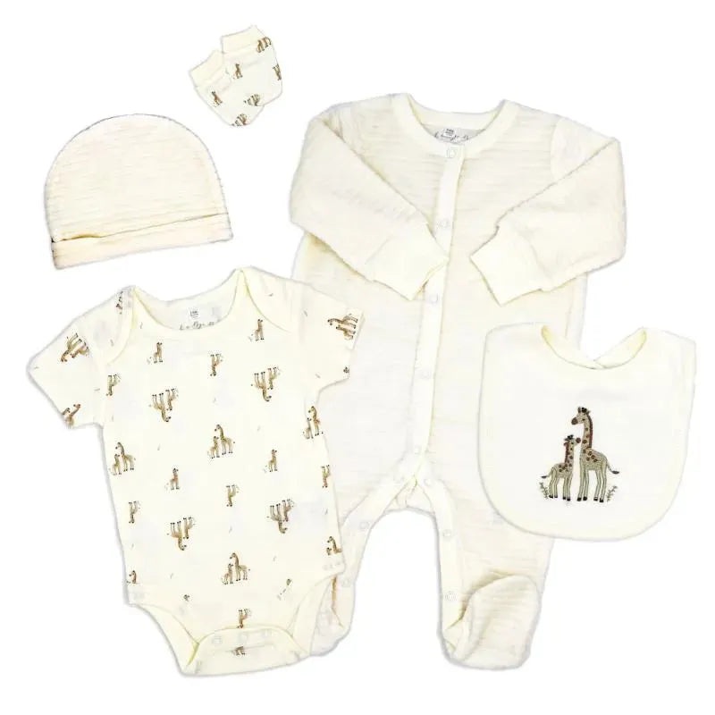 Rose Textile – 5Pk Baby Neutral Giraffe Velour Set