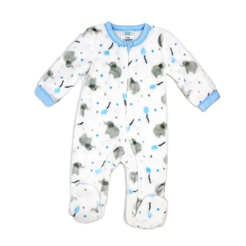 Rose Textile – Baby Boys Printed Fleece Sleeper Blue Elephant