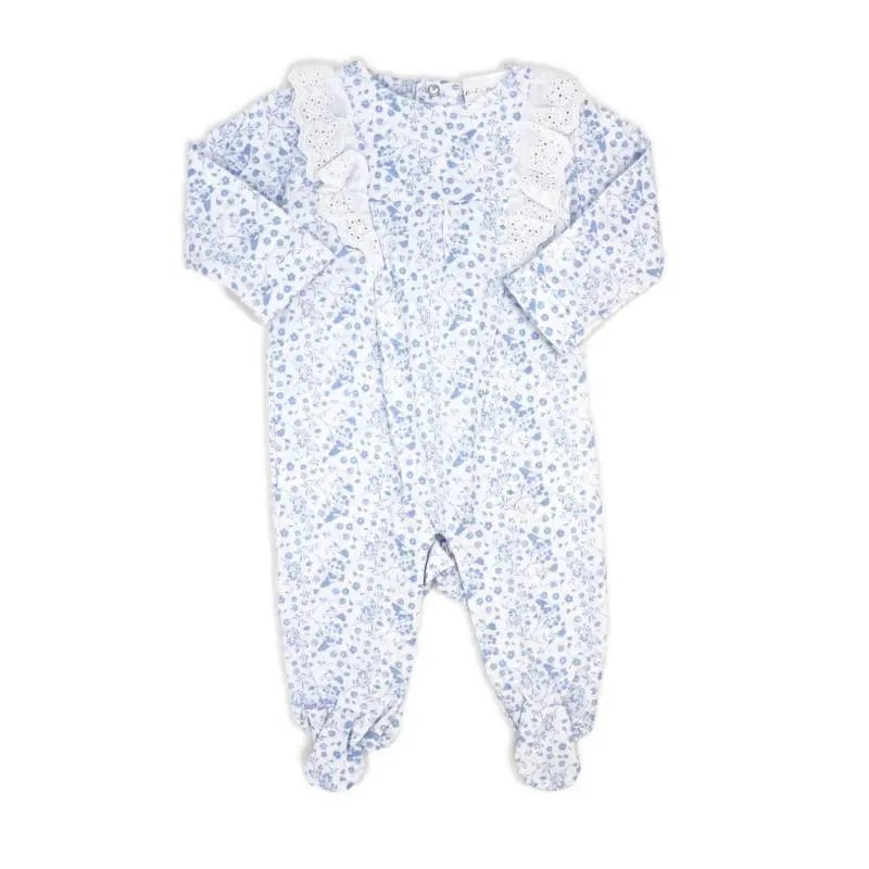 Rose Textile – Baby Girls Blue Floral Sleepsuit
