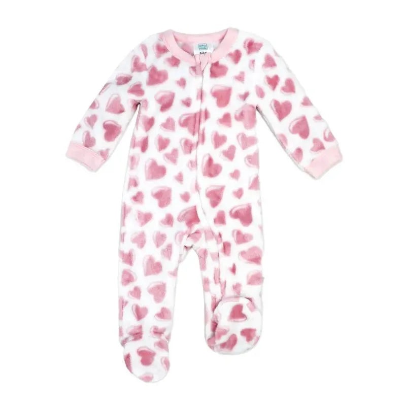 Rose Textile – Baby Girls Pink Hearts Printed Fleece Sleeper