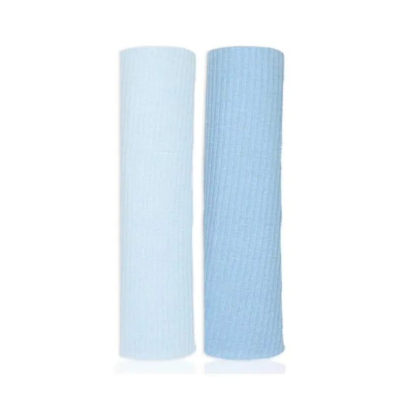 Rose Textiles – 2Pk Rib Blue Knit Swaddles